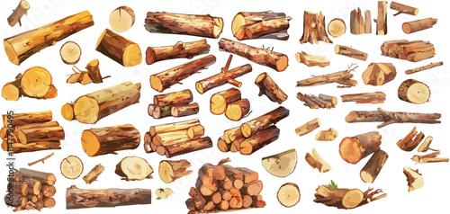 firewood watercolor clipart