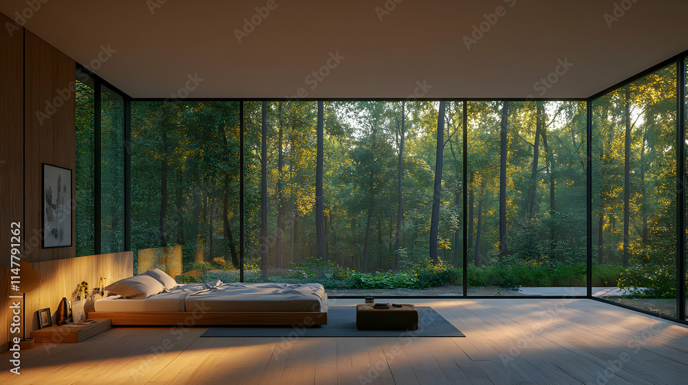 Serene Forest Bedroom 3D Render Serene Forest Bedroom 3D Render