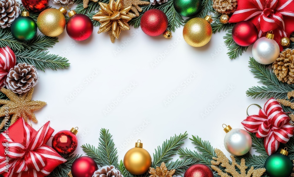 Festive Christmas decoration with ornaments Festive Christmas decoration with ornaments