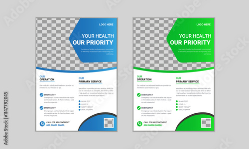 Modern Healthcare Medical Flyer Design Template. Medical Poster A4 Template Design.