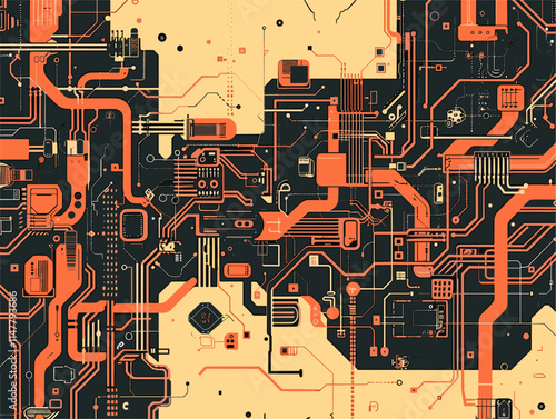 Circuitry Maze: A Microscopic Wonderland of Wires and Components