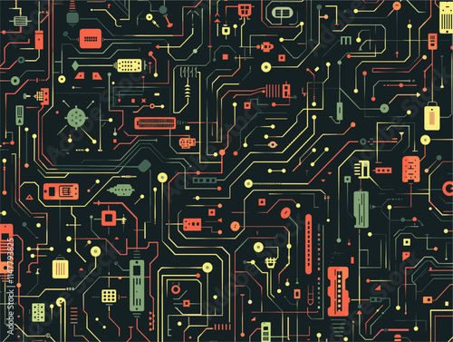 Microcosm of Digital Landscape: An intricate Microscopic Circuitry Maze