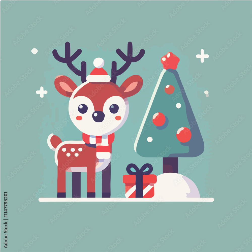 Naklejka premium cute and beautiful christmas reindeer vector