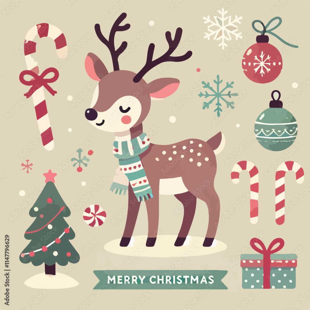 cute and beautiful christmas reindeer vector cute and beautiful christmas reindeer vector