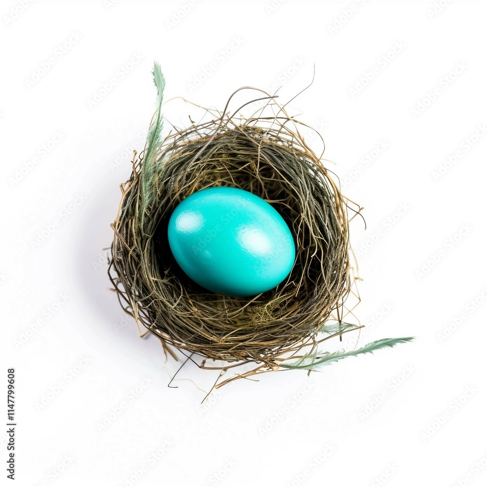 Robin's Egg, Isolated on white background, flat lay Robin's Egg, Isolated on white background, flat lay