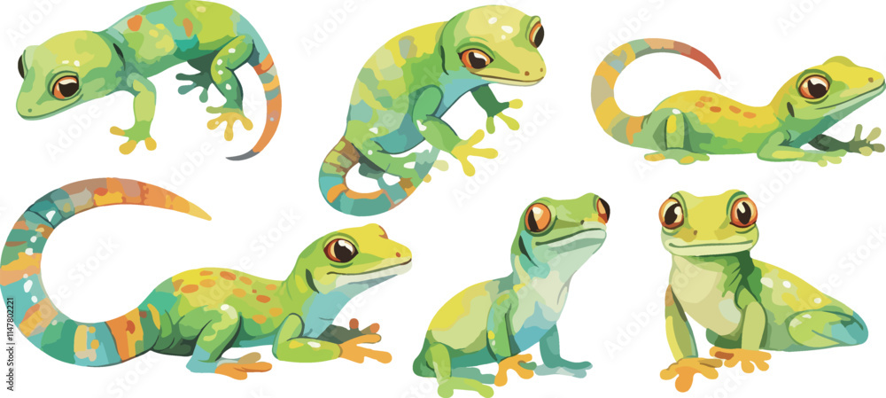 Fototapeta premium gecko watercolor clipart