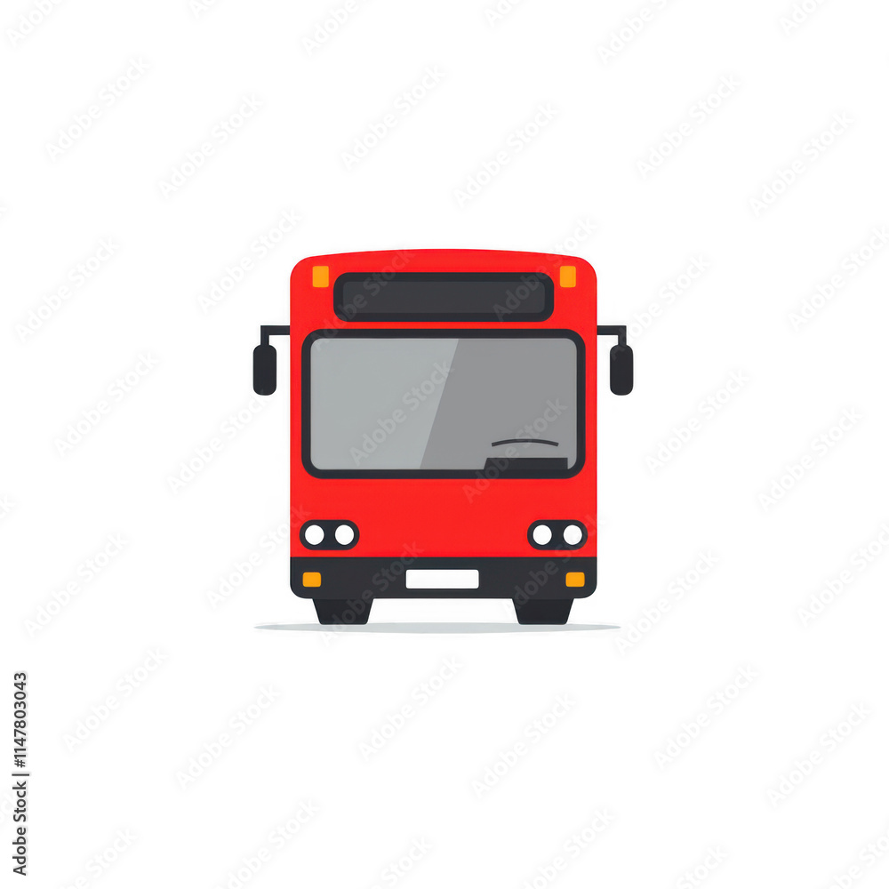 Red icon of Bus isolated on a transparent background Minimalist flat icon, vector logo style sign clipart on a no background png Red icon of Bus isolated on a transparent background Minimalist flat icon, vector logo style sign clipart on a no background png