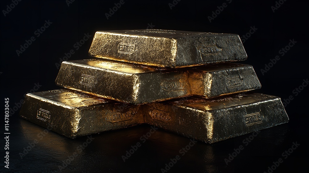 Stack of Gold Bullion Bricks with Refined Embossed Details Stack of Gold Bullion Bricks with Refined Embossed Details