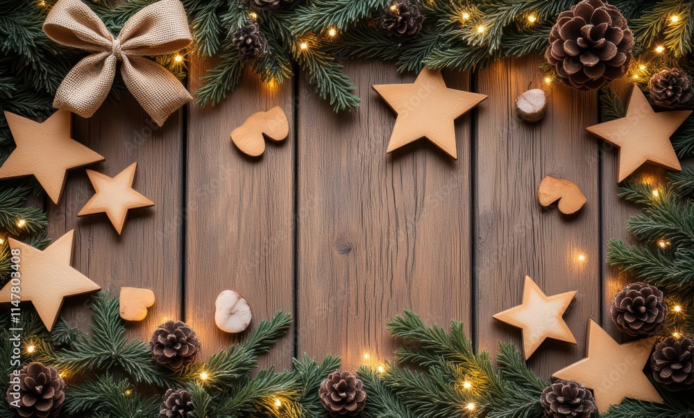Festive Christmas decorations with stars Festive Christmas decorations with stars