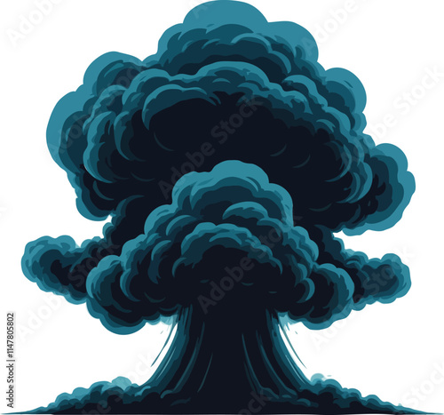  Illustration of big smoke from an explosion. Symbilogy of great feat or discovery