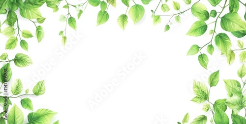 Wallpaper Mural Green leaves frame white backdrop. Torontodigital.ca