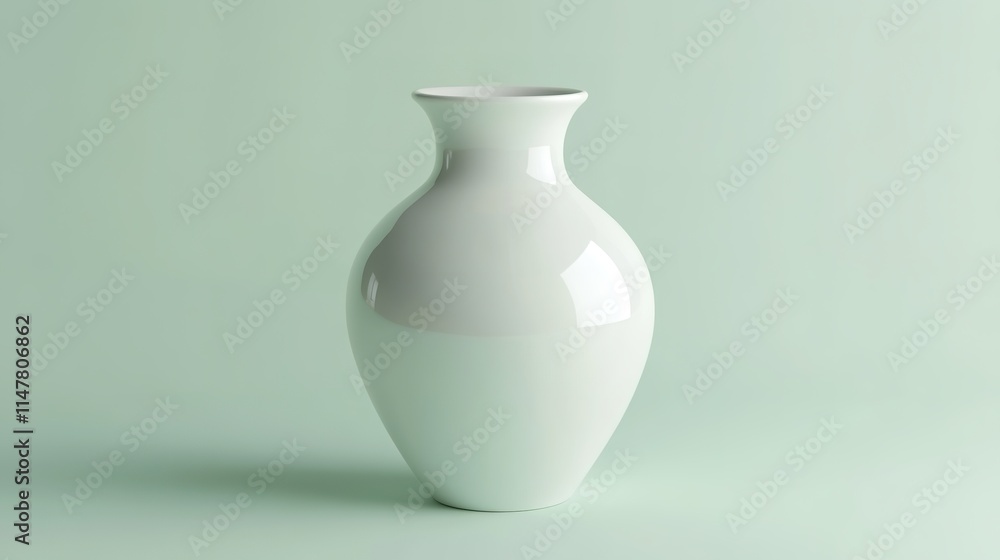 Sleek white vase showcasing minimalist design against soft green Sleek white vase showcasing minimalist design against soft green