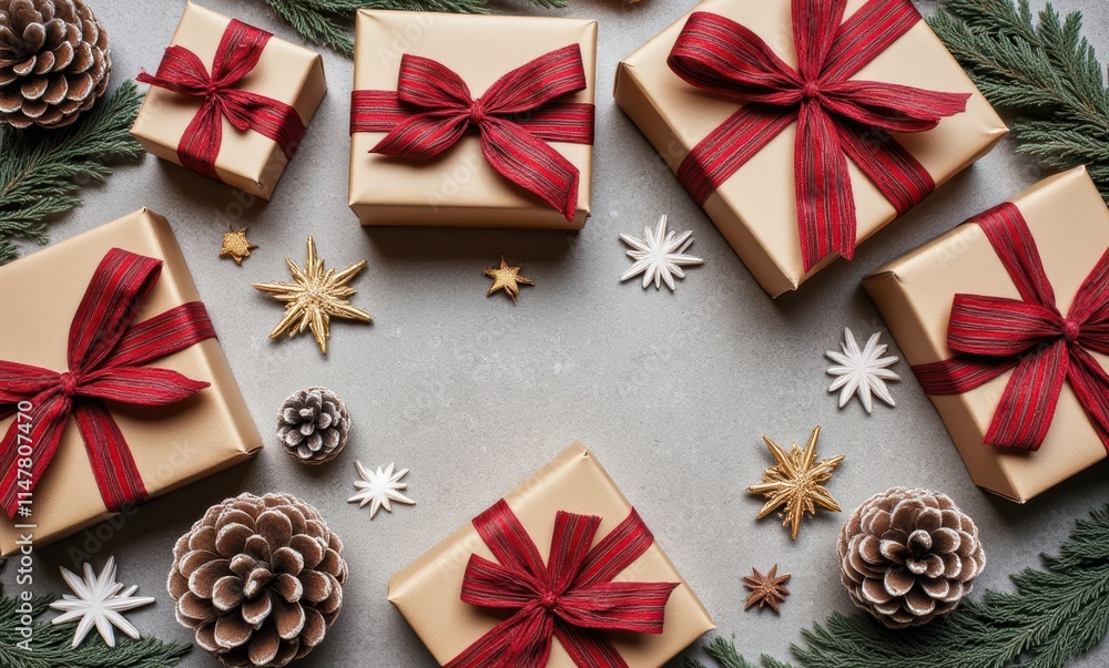 Elegant holiday gifts with festive decorations Elegant holiday gifts with festive decorations