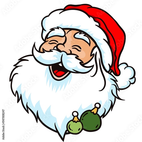 Cartoon Santa cross lines wearing a red hat bright face hand-drawn seamless cute popular making stickers education learning religious cute colorful beautiful colors gift wrapping paper