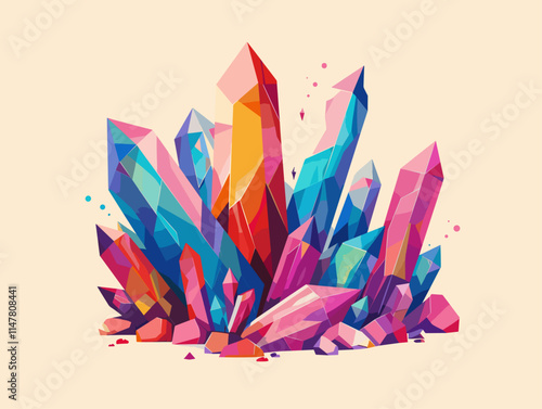Miniature Marvels: Geometric Crystals in an Animated Landscape