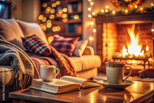 Wallpaper Mural Cozy Living Room Interior Design, Bokeh Lights, Warm Home Decor, Soft Lighting, Blurred Background, Hygge Atmosphere, Home Sweet Home Torontodigital.ca