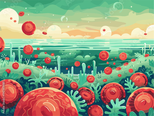Microscopic Marvels: Witness the Symphony of Blood Cells in an Animated Illustration