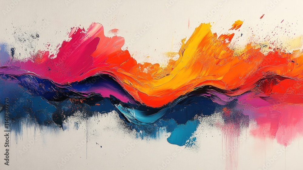 Fototapeta premium Abstract vibrant paint waves, colorful texture.