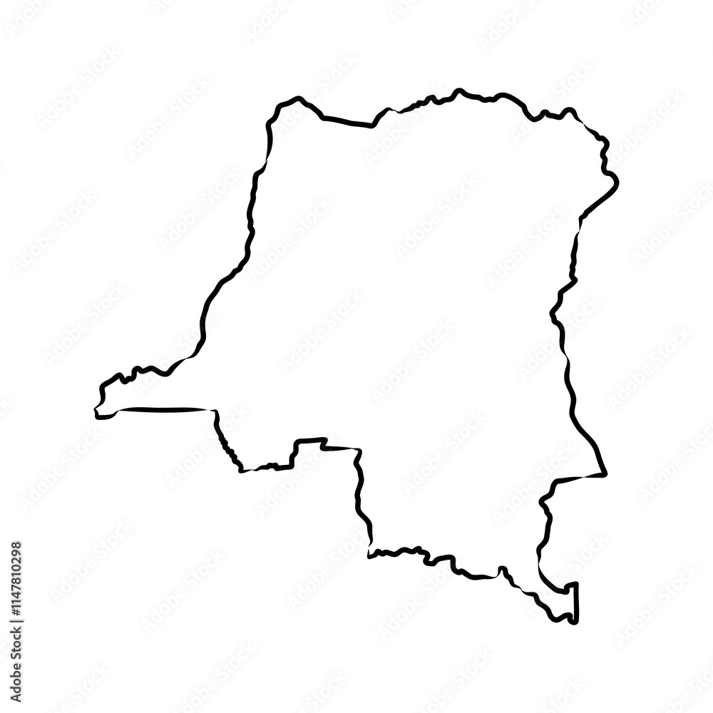 Democratic Republic of the Congo political map vector sketch illustration Democratic Republic of the Congo political map vector sketch illustration
