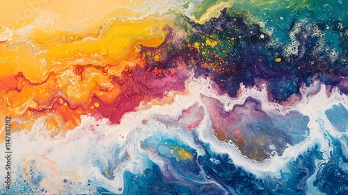 Abstract Fluid Acrylic Painting Colorful Swirls