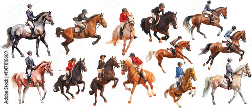 horse rider watercolor clipart