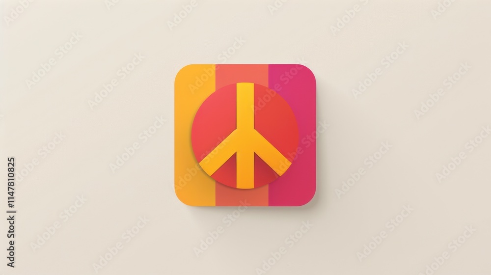 Fototapeta premium A colorful peace symbol icon on a gradient background, representing harmony and unity.