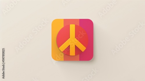 A colorful peace symbol icon on a gradient background, representing harmony and unity. photo