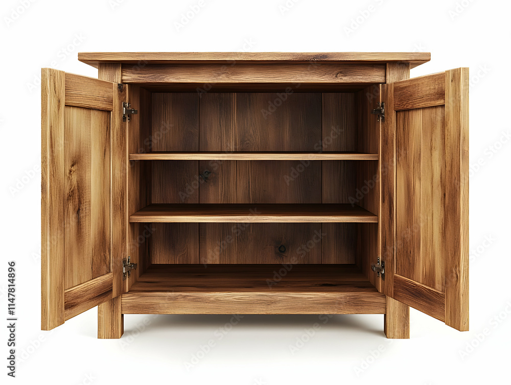 Open Wooden Cabinet 3D Render Open Wooden Cabinet 3D Render