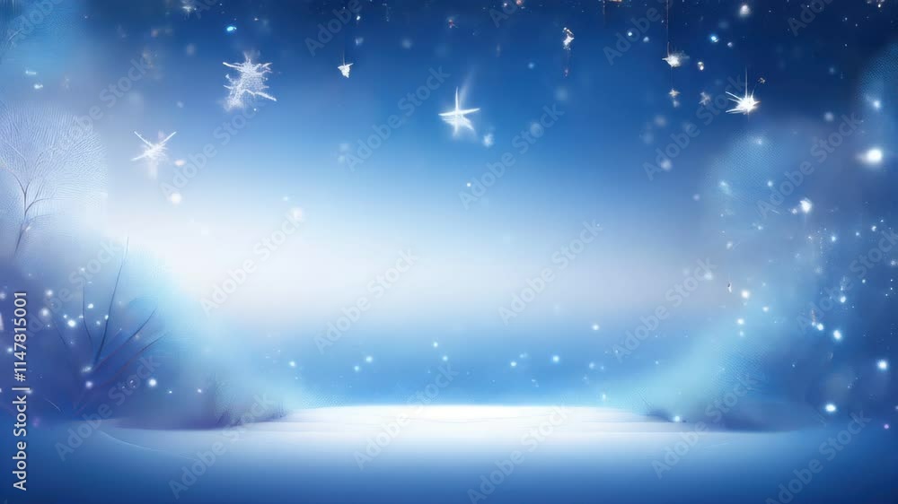 Snowy scene with stars and snow flakes Snowy scene with stars and snow flakes