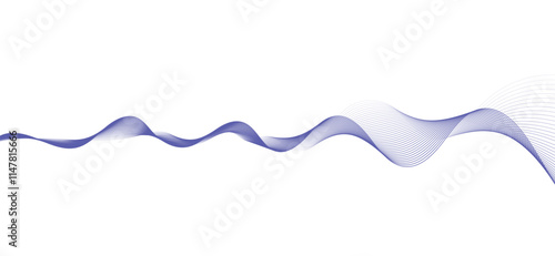Smooth flowing dynamic blue wave lines isolated on white background. Technology, digital, communication, science, music concept vector background illustration