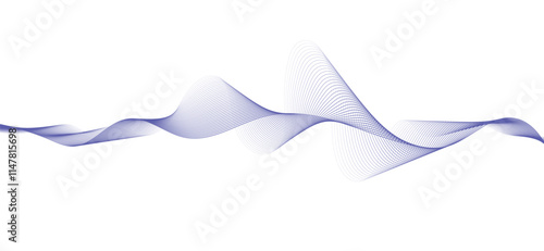 Smooth flowing dynamic blue wave lines isolated on white background. Technology, digital, communication, science, music concept vector background illustration