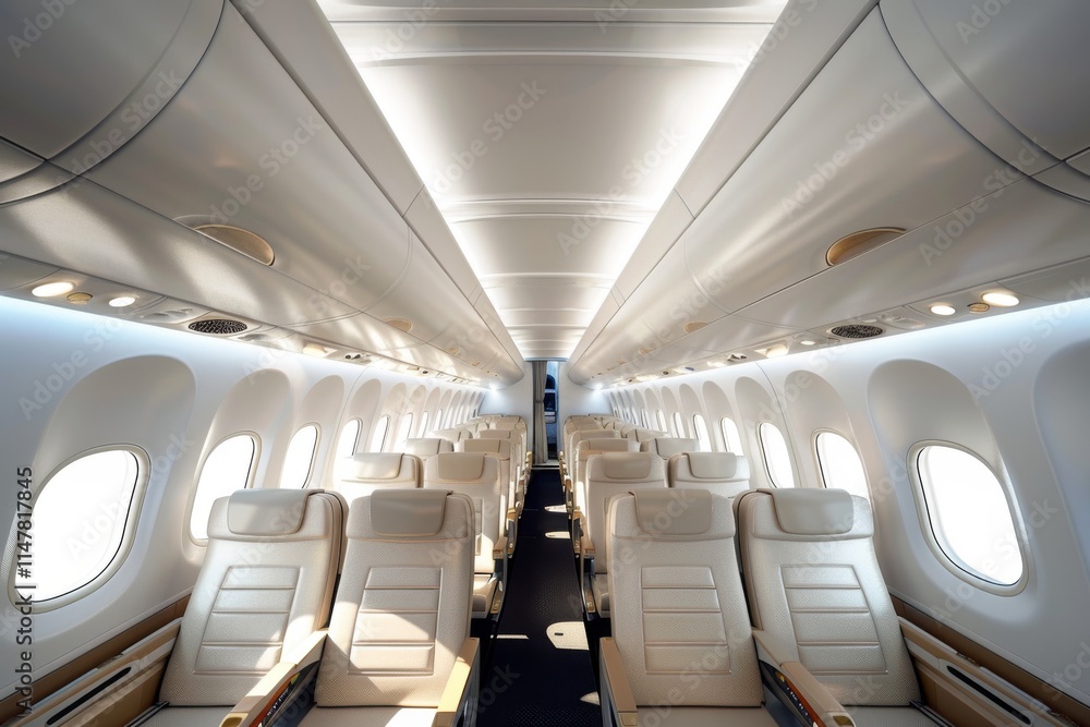 3D view of a passenger jet interior. 3D view of a passenger jet interior.
