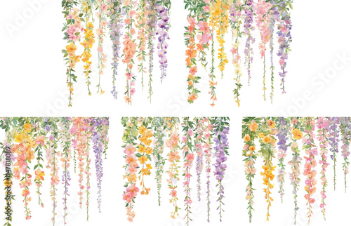 hanging flower watercolor clipart