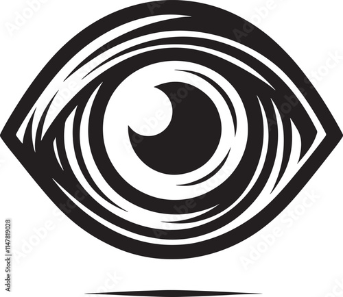 Abstract black and white eye illustration.