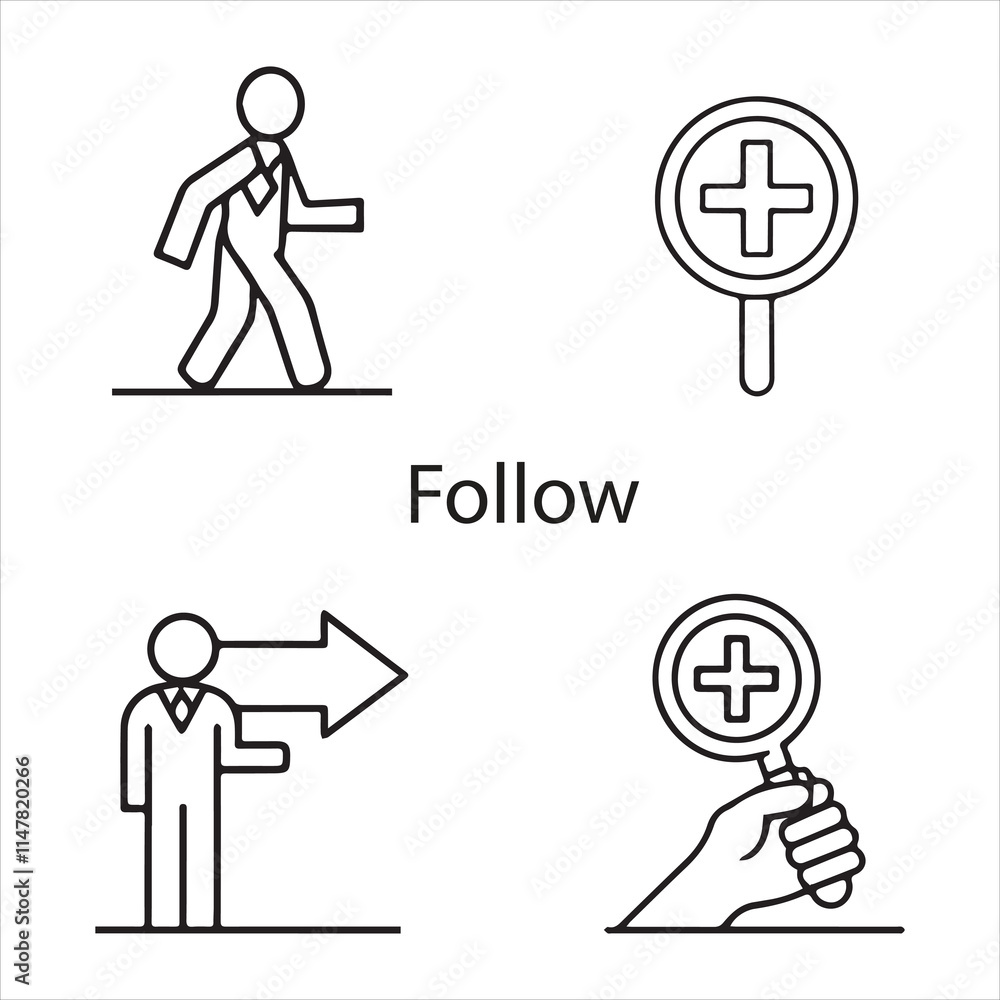 follow icons vector editable eps 10 icons set on a white background follow icons vector editable eps 10 icons set on a white background