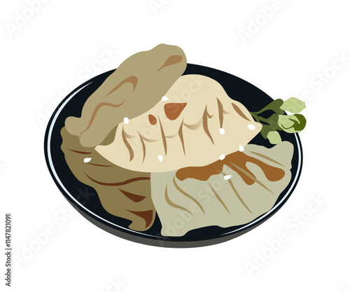 Japanese food vector design gyoza which is similar to Chinese dumpling food eps 2