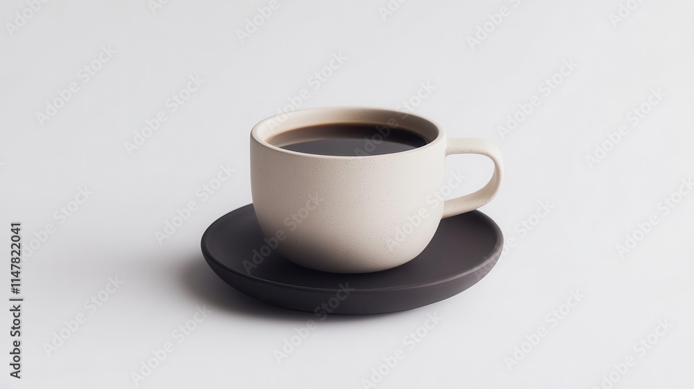 Modern Ceramic Coffee Cup on Minimalist Saucer Modern Ceramic Coffee Cup on Minimalist Saucer