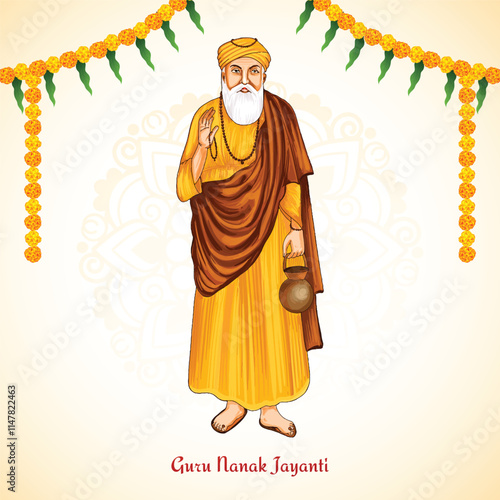 Happy guru nanak jayanti sikh festival celebration card background