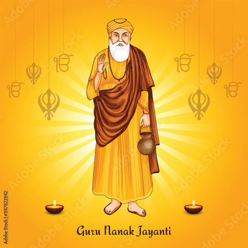 Guru nanak jayanti festival greeting card background
