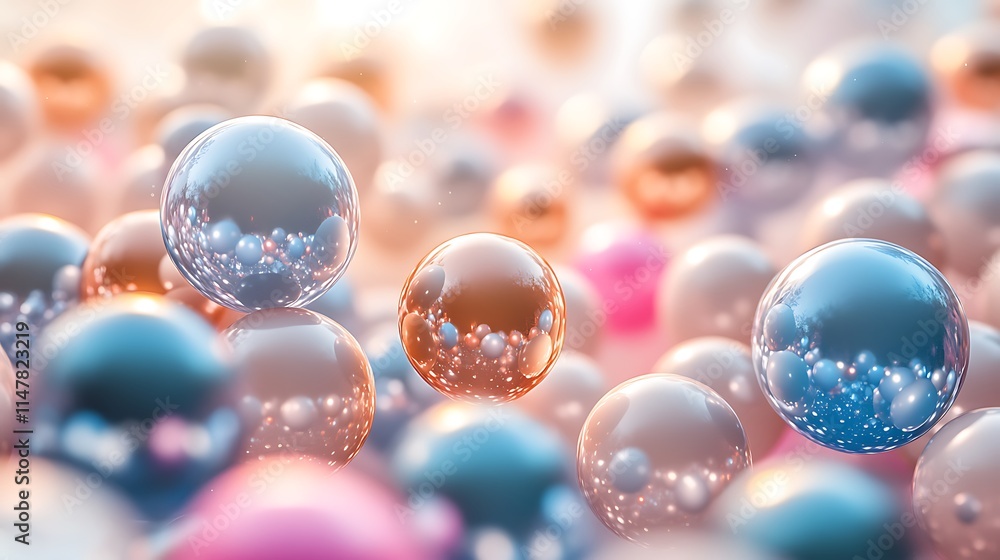 Abstract background with iridescent spheres in soft pastel colors Abstract background with iridescent spheres in soft pastel colors