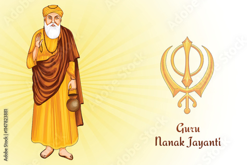 Happy guru nanak jayanti sikh festival celebration card background