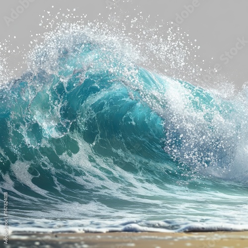 Wallpaper Mural Majestic crashing ocean wave with white foam and turquoise highlights Torontodigital.ca