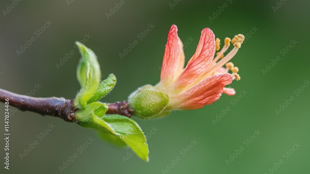 Macro Photography of a Blooming Quince Flower Macro Photography of a Blooming Quince Flower