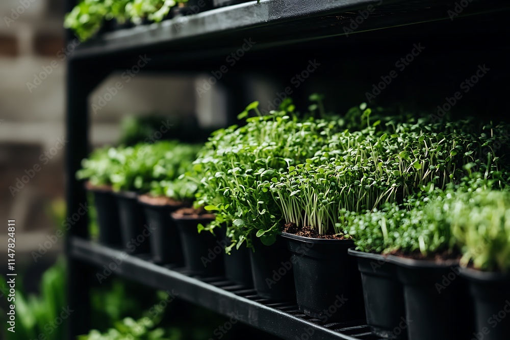 Set of microgreen sprouts in a trays Set of microgreen sprouts in a trays