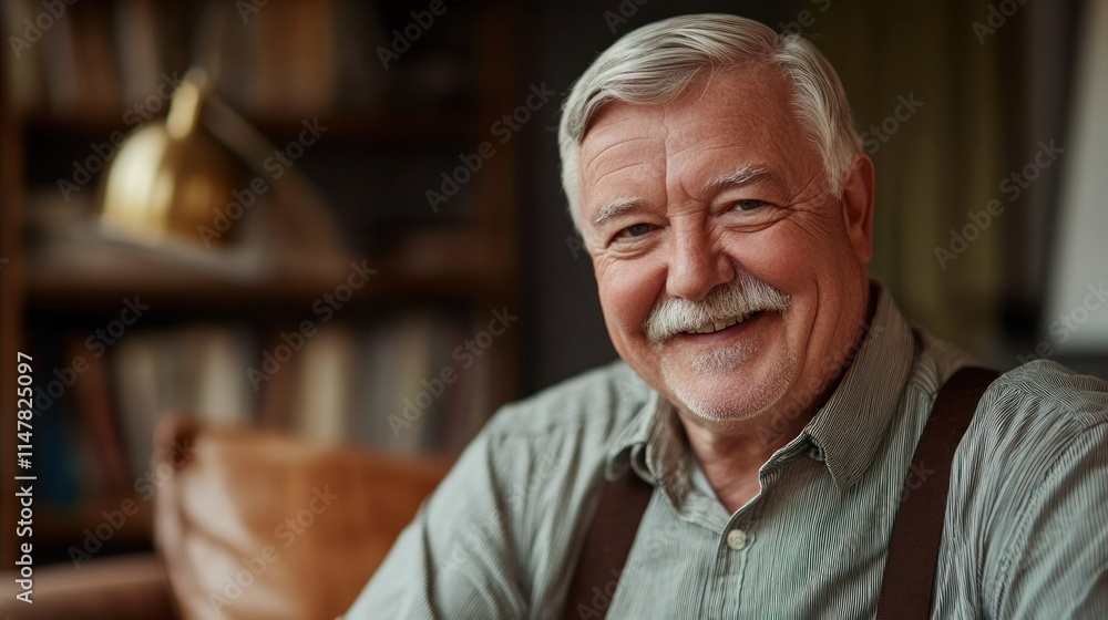 Smiling elderly man with grey hair indoors. Smiling elderly man with grey hair indoors.