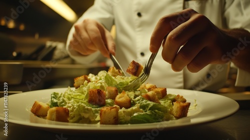 Wallpaper Mural Chef arranging croutons on salad. Torontodigital.ca