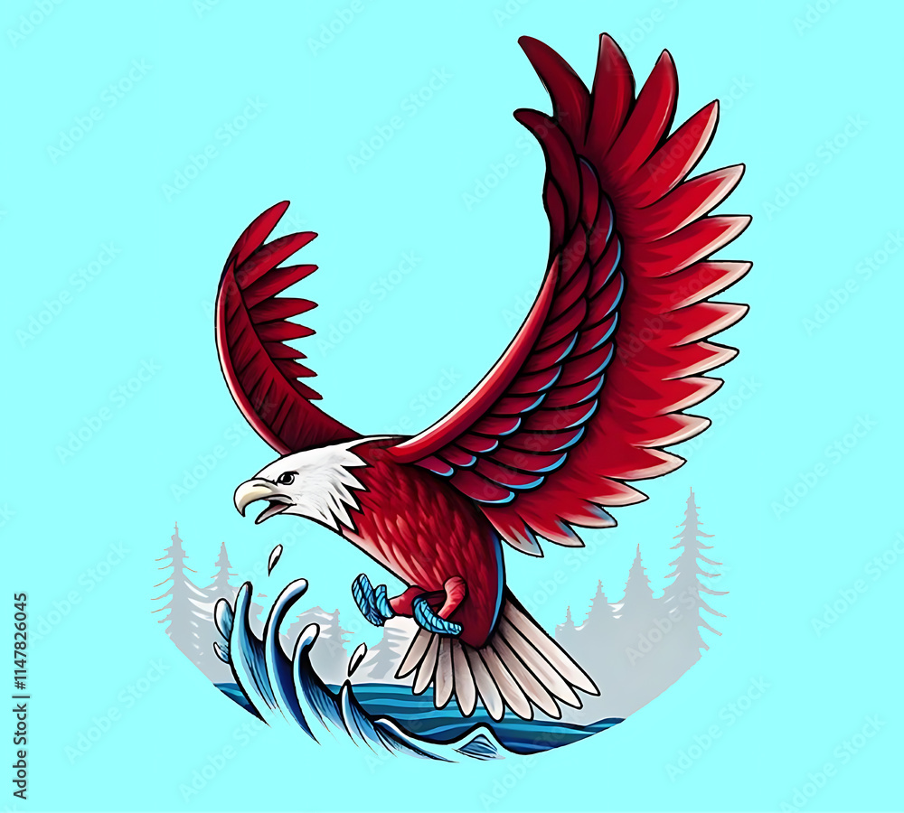 Obraz premium Majestic Red Eagle On hill