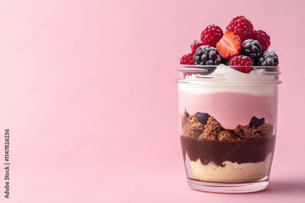 Delicious Berry Parfait in Glass Jar Delicious Berry Parfait in Glass Jar