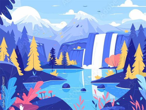 Storybook Adventure: A whimsical vista unfolds in intricate vector lines, inviting you on an enchanting journey