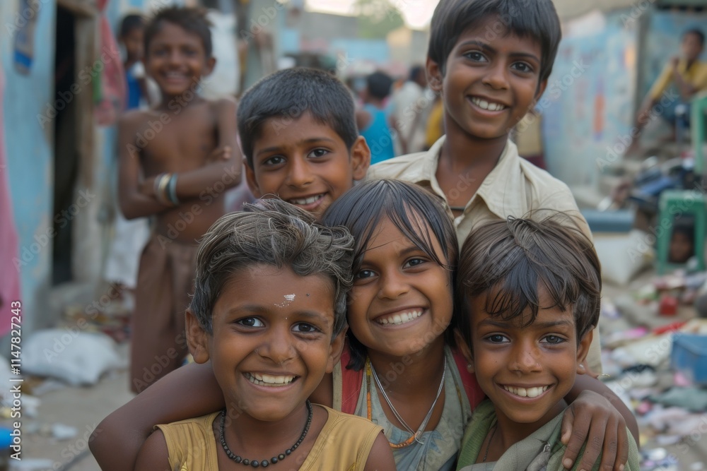 Portrait of happy smiling indian children at the street market. Portrait of happy smiling indian children at the street market.